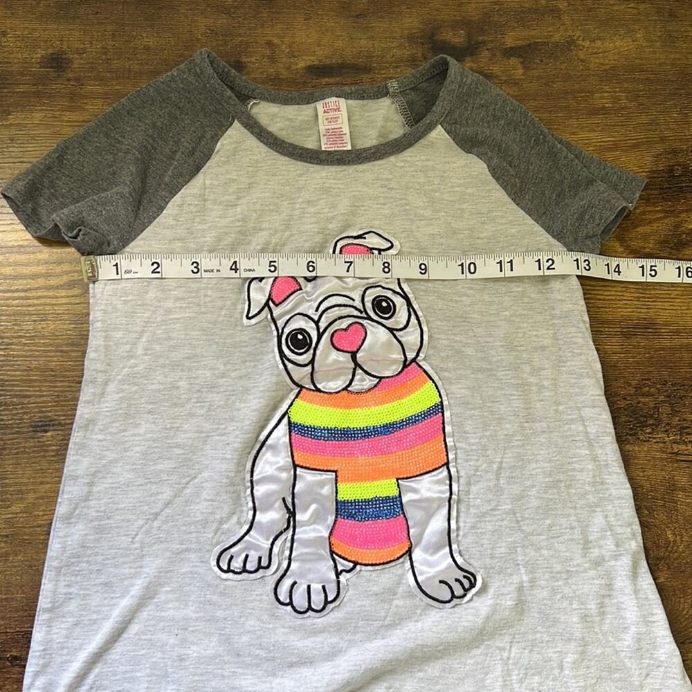 5 for $20 Justice Active Heathered Gray Sequin Dog Graphic Short Sleeve Tee - Picture 3 of 8